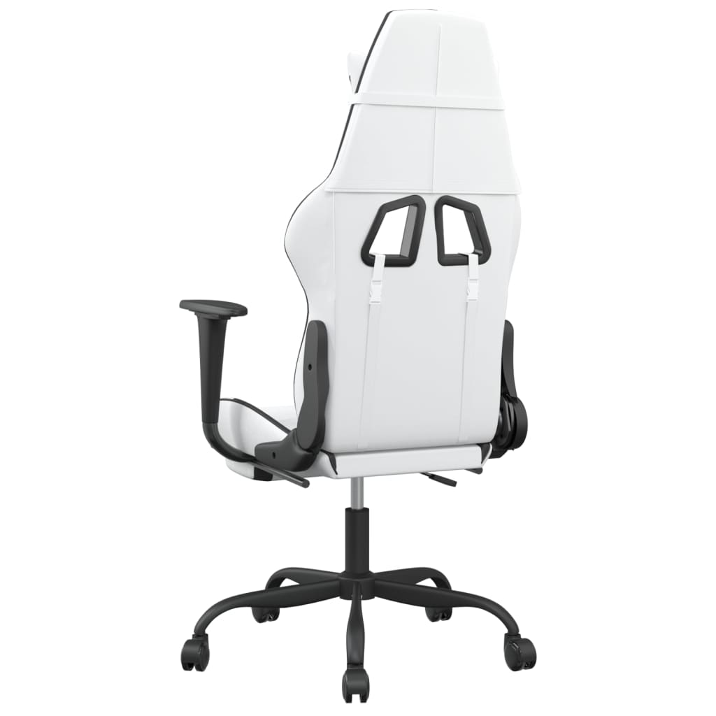 Gaming Chair White and Black Faux leather, metal, plywood Large