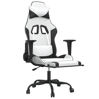 Gaming Chair White and Black Faux leather, metal, plywood Large
