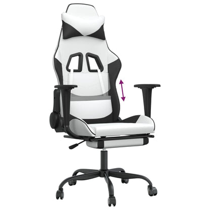 Gaming Chair White and Black Faux leather, metal, plywood Large