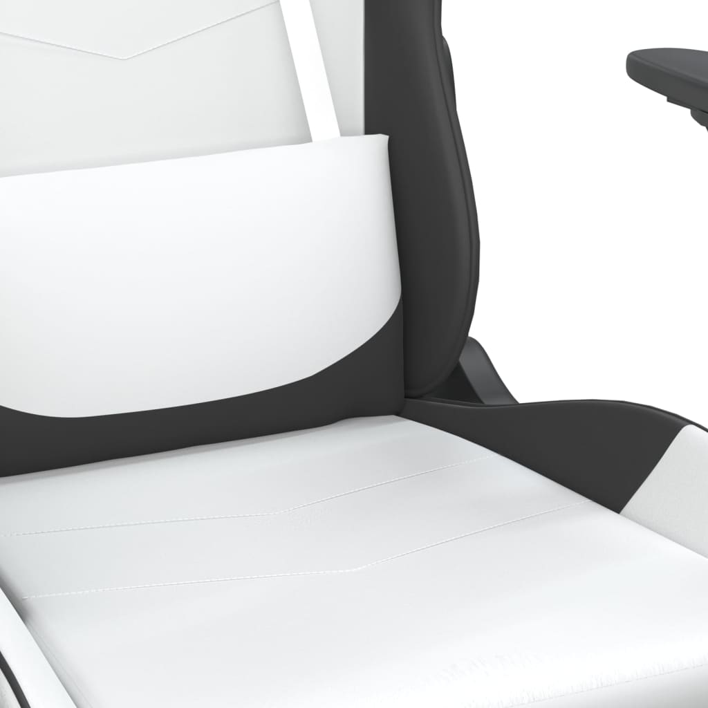 Gaming Chair White and Black Faux leather, metal, plywood Large