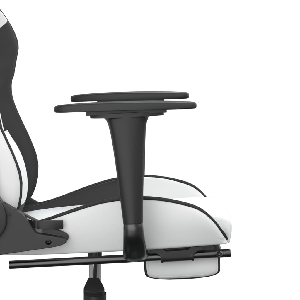 Gaming Chair White and Black Faux leather, metal, plywood Large