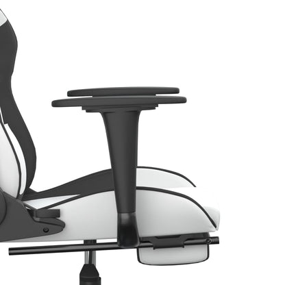 Gaming Chair White and Black Faux leather, metal, plywood Large