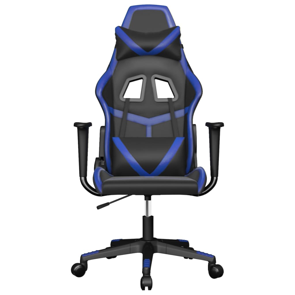 Gaming Chair Black and Blue Faux leather, Metal, Plywood Medium