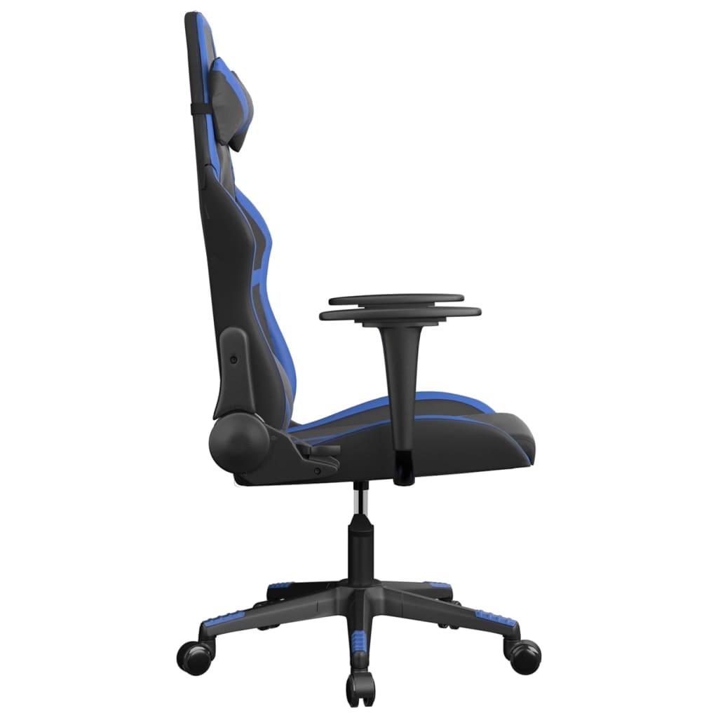 Gaming Chair Black and Blue Faux leather, Metal, Plywood Medium