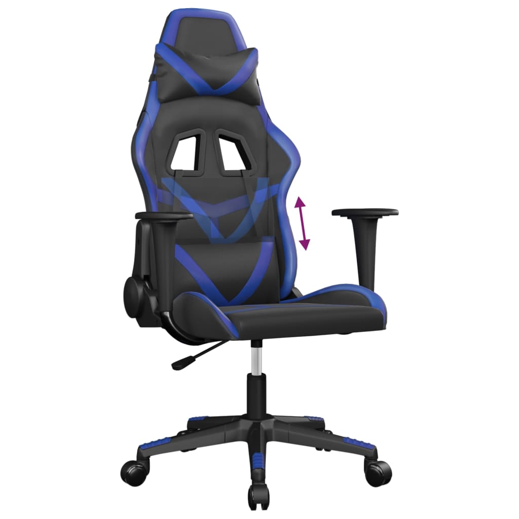 Gaming Chair Black and Blue Faux leather, Metal, Plywood Medium