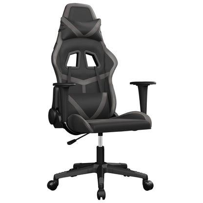 Gaming Chair Black and Grey Faux Leather One Size Swivel