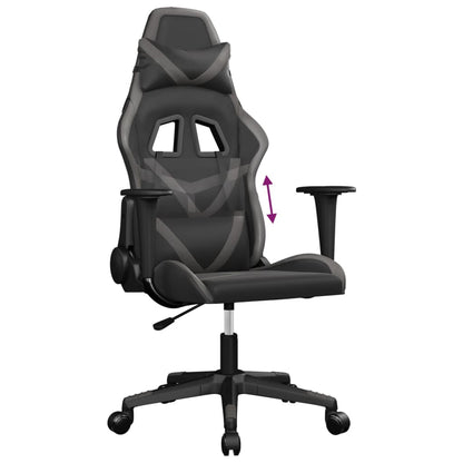 Gaming Chair Black and Grey Faux Leather One Size Swivel
