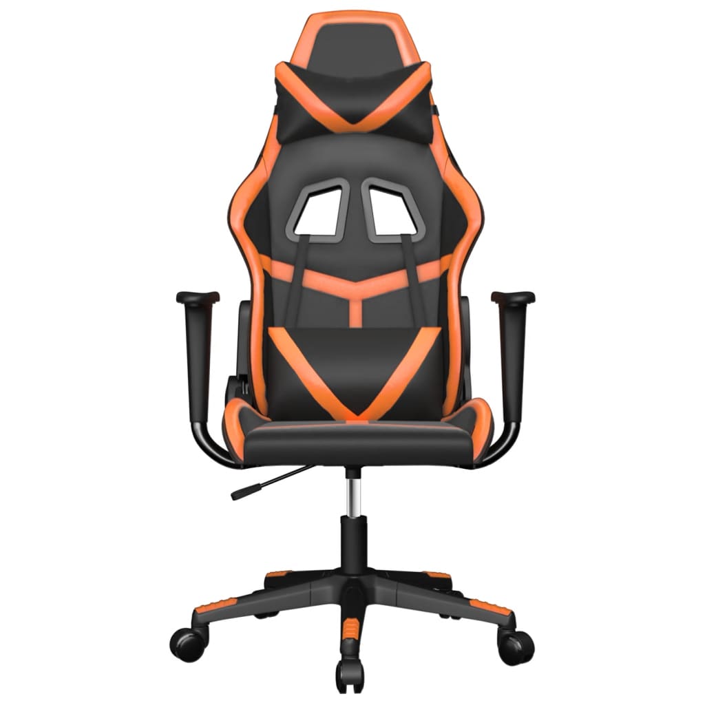 Gaming Chair Black and Orange Faux leather, metal, plywood, foam