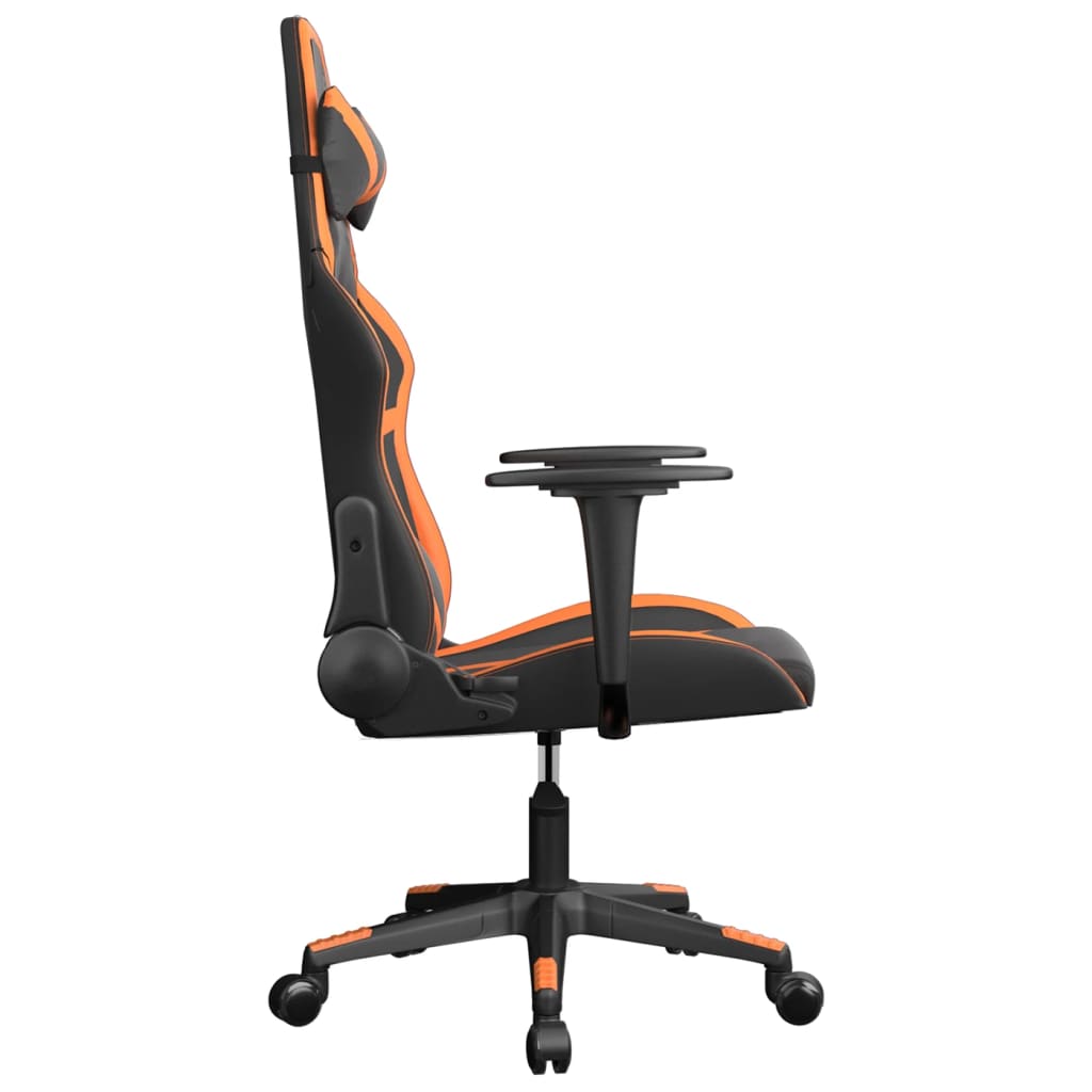 Gaming Chair Black and Orange Faux leather, metal, plywood, foam