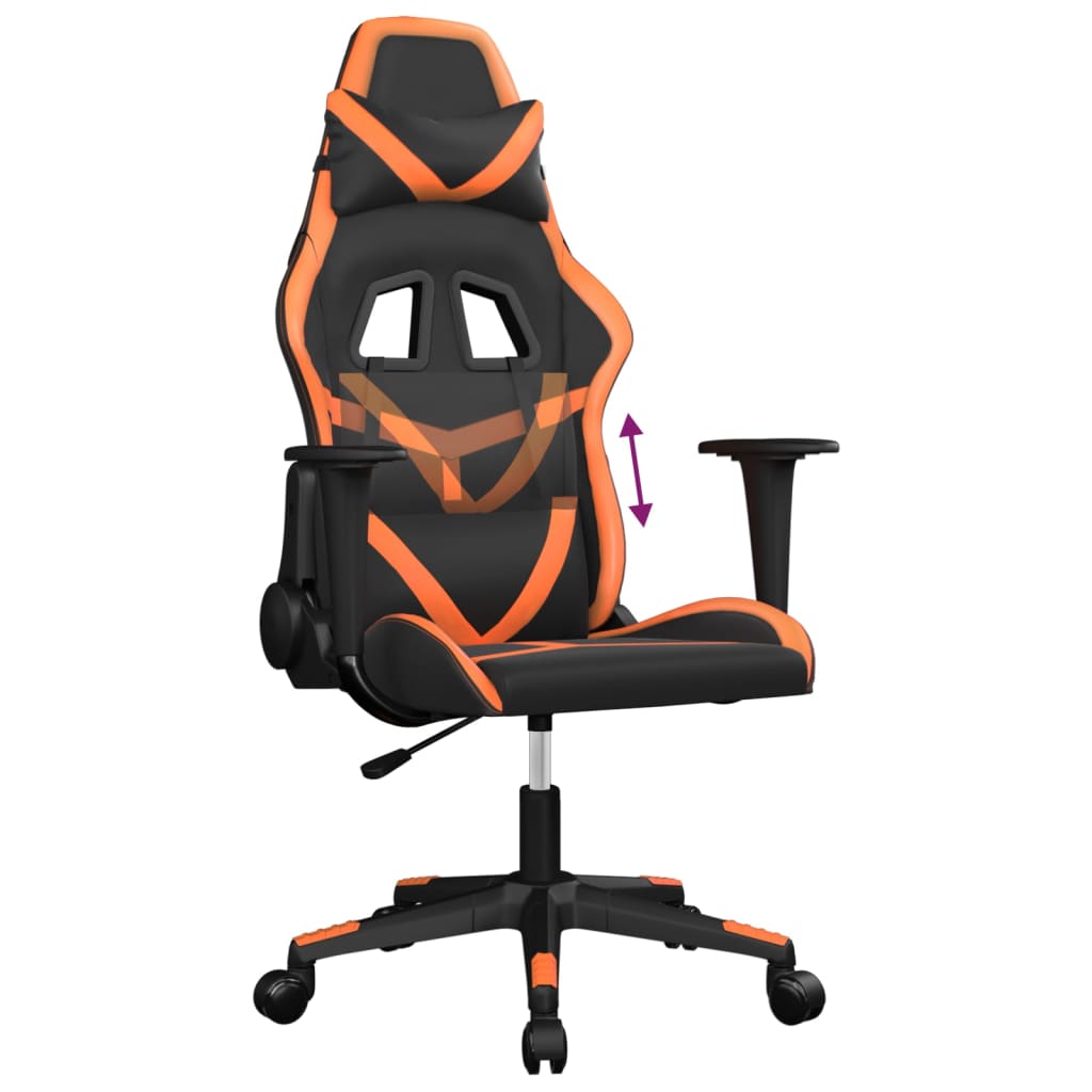 Gaming Chair Black and Orange Faux leather, metal, plywood, foam