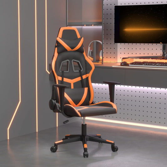Gaming Chair Black and Orange Faux leather, metal, plywood, foam