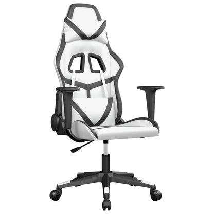Gaming Chair White and Black Faux Leather, Metal, Plywood Large