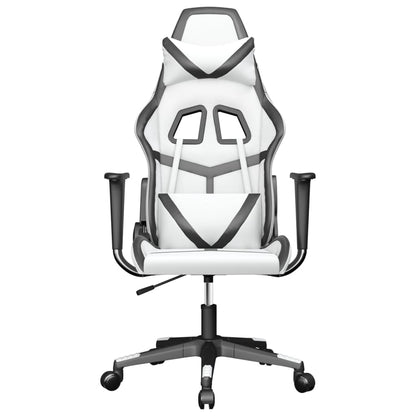 Gaming Chair White and Black Faux Leather, Metal, Plywood Large