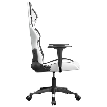Gaming Chair White and Black Faux Leather, Metal, Plywood Large