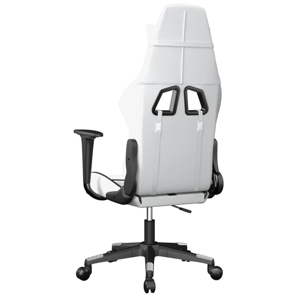 Gaming Chair White and Black Faux Leather, Metal, Plywood Large