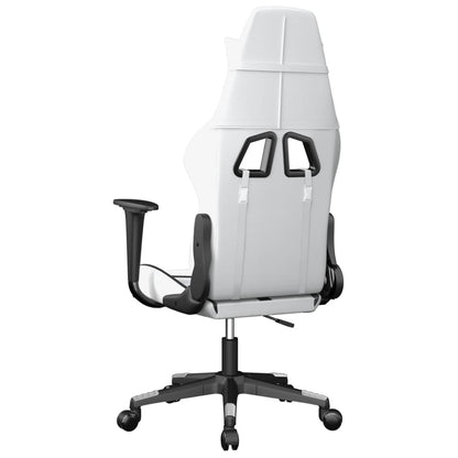 Gaming Chair White and Black Faux Leather, Metal, Plywood Large