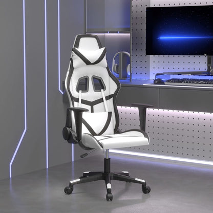 Gaming Chair White and Black Faux Leather, Metal, Plywood Large