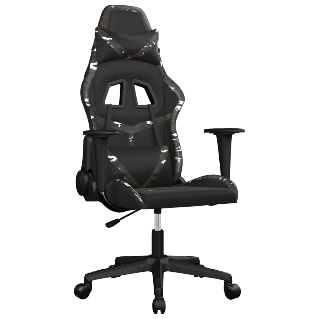 Gaming Chair Black and Camouflage Faux leather, Metal, Plywood