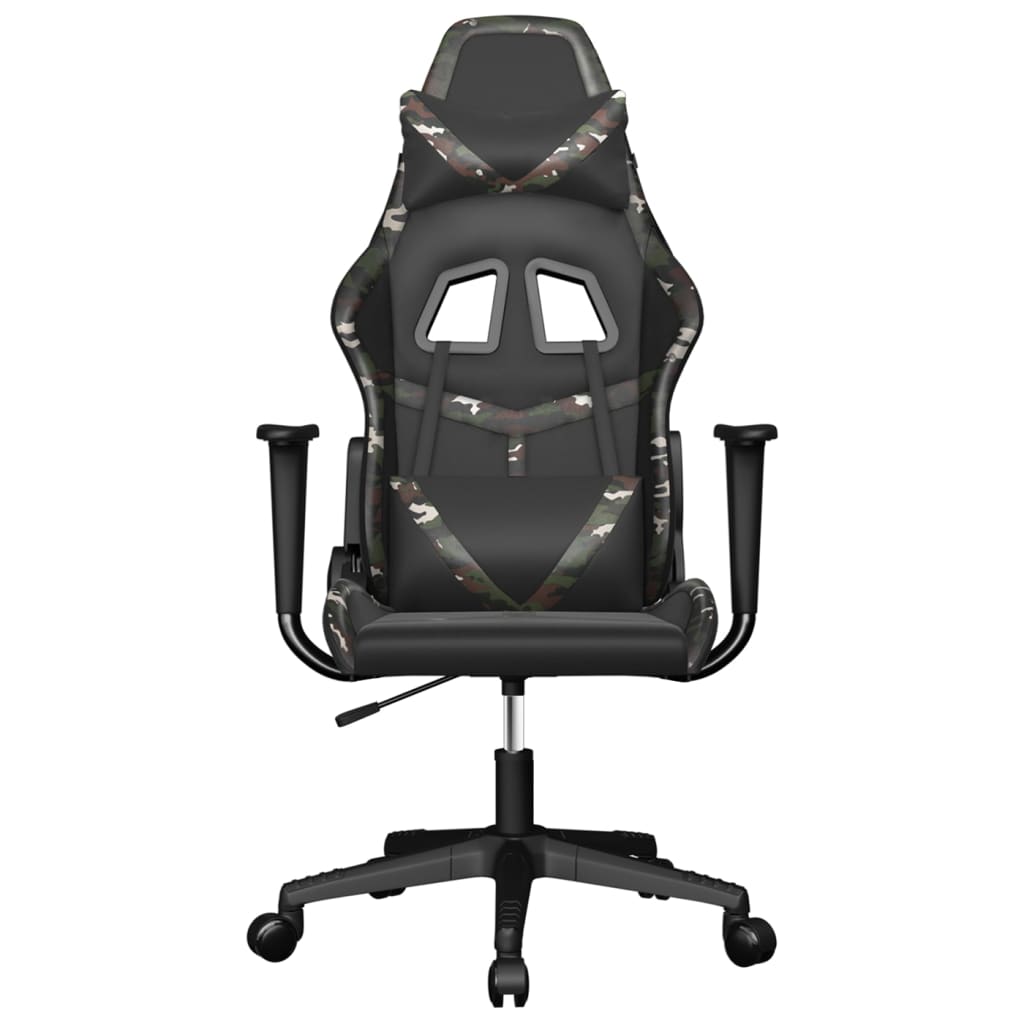 Gaming Chair Black and Camouflage Faux leather, Metal, Plywood