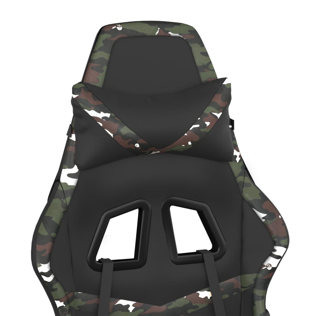 Gaming Chair Black and Camouflage Faux leather, Metal, Plywood