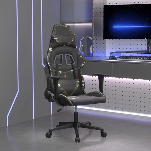 Gaming Chair Black and Camouflage Faux leather, Metal, Plywood