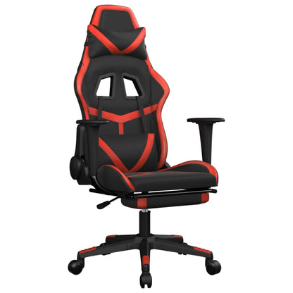 Gaming Chair with Footrest Black and Red Faux Leather