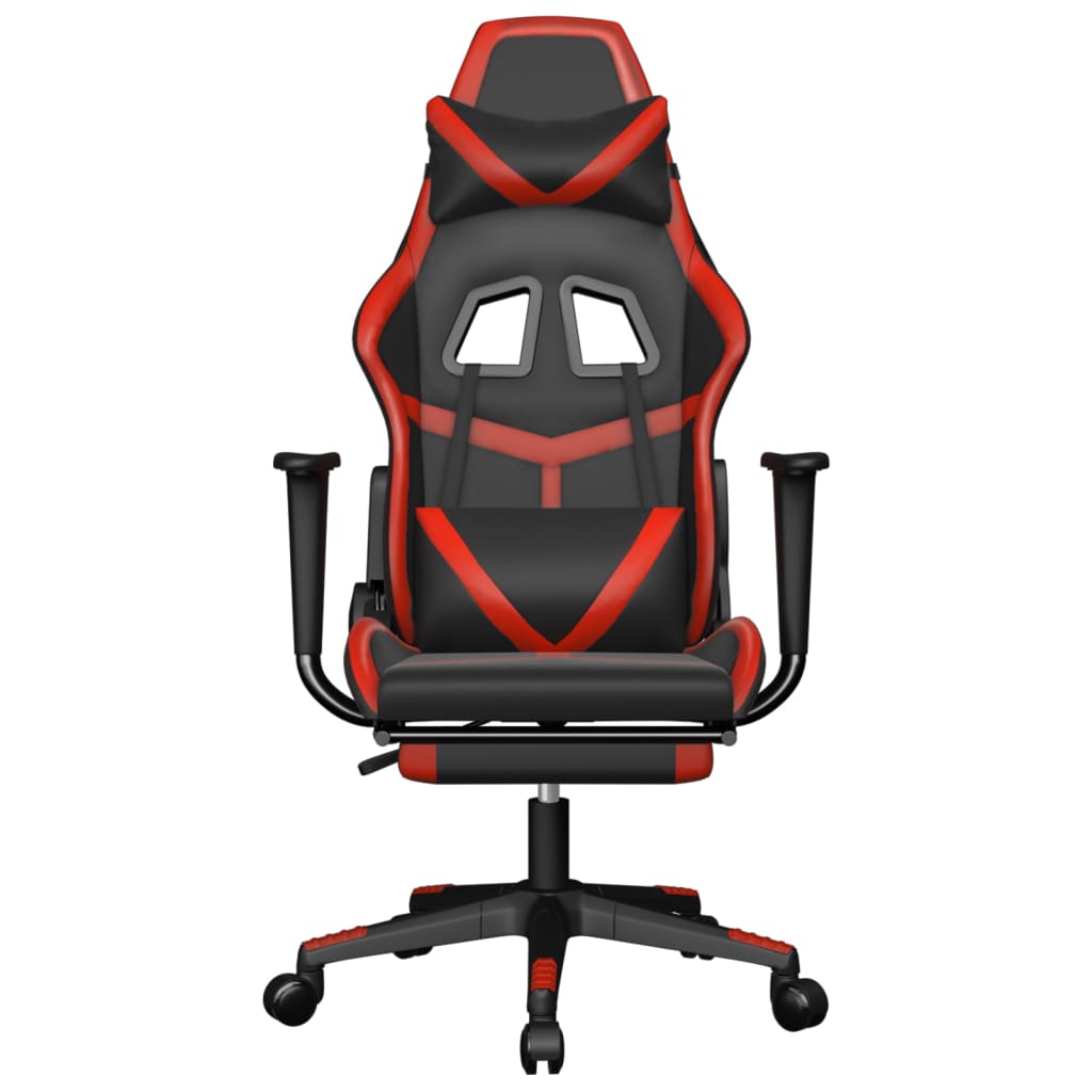 Gaming Chair with Footrest Black and Red Faux Leather