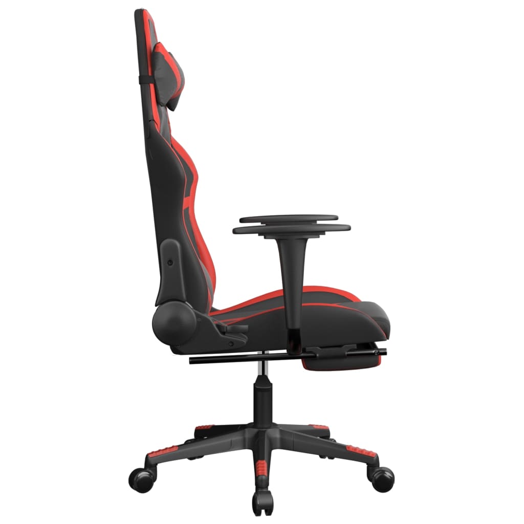 Gaming Chair with Footrest Black and Red Faux Leather