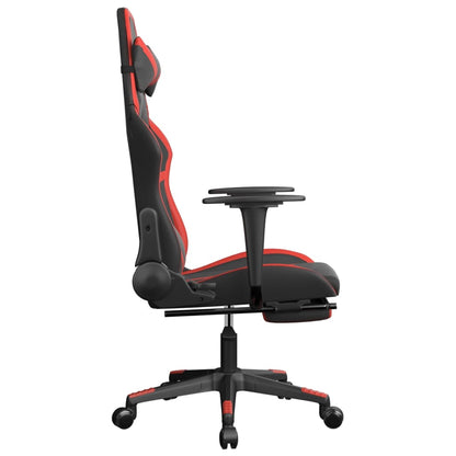 Gaming Chair with Footrest Black and Red Faux Leather