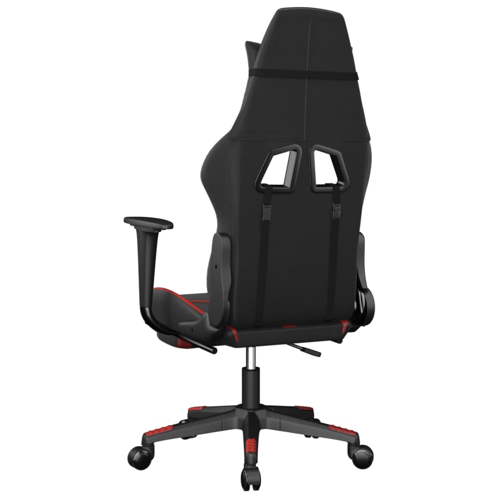Gaming Chair with Footrest Black and Red Faux Leather