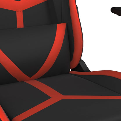 Gaming Chair with Footrest Black and Red Faux Leather