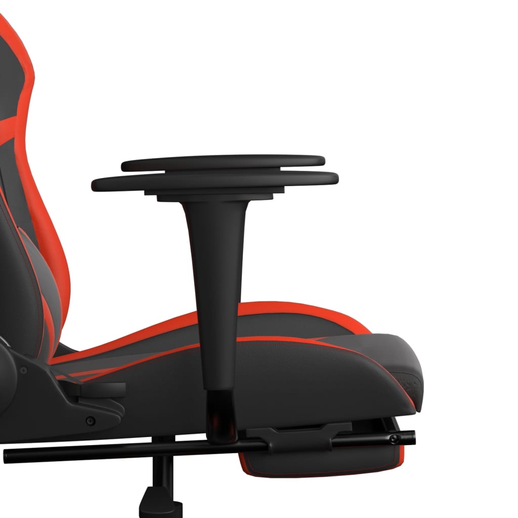 Gaming Chair with Footrest Black and Red Faux Leather