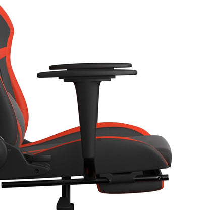Gaming Chair with Footrest Black and Red Faux Leather