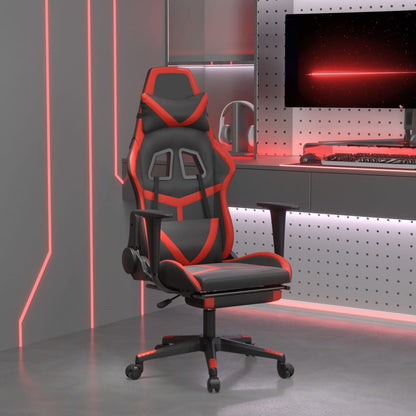 Gaming Chair with Footrest Black and Red Faux Leather