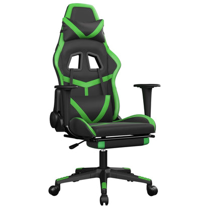 Gaming Chair Black and Green Faux leather, metal, plywood, foam