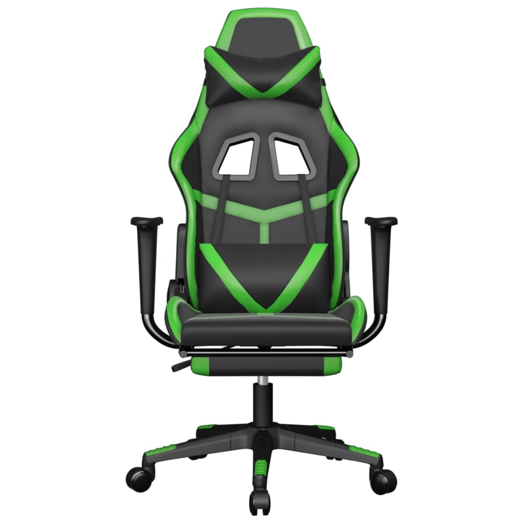 Gaming Chair Black and Green Faux leather, metal, plywood, foam