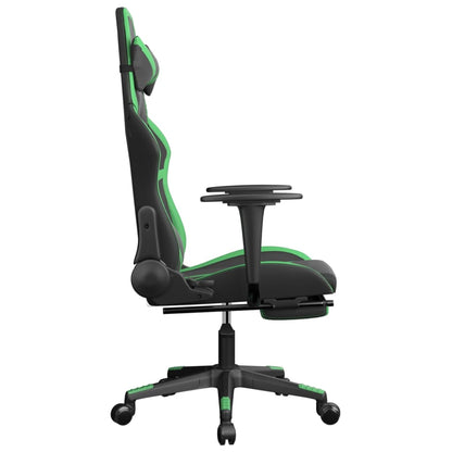 Gaming Chair Black and Green Faux leather, metal, plywood, foam