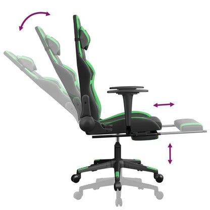 Gaming Chair Black and Green Faux leather, metal, plywood, foam
