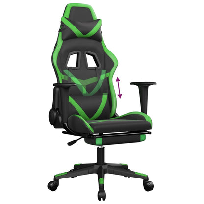 Gaming Chair Black and Green Faux leather, metal, plywood, foam