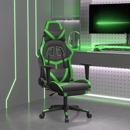 Gaming Chair Black and Green Faux leather, metal, plywood, foam