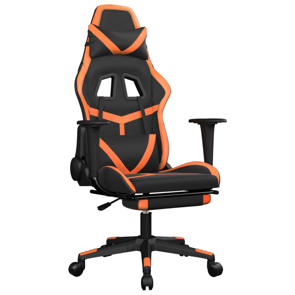 Gaming Chair Black and Orange Faux leather, metal, plywood