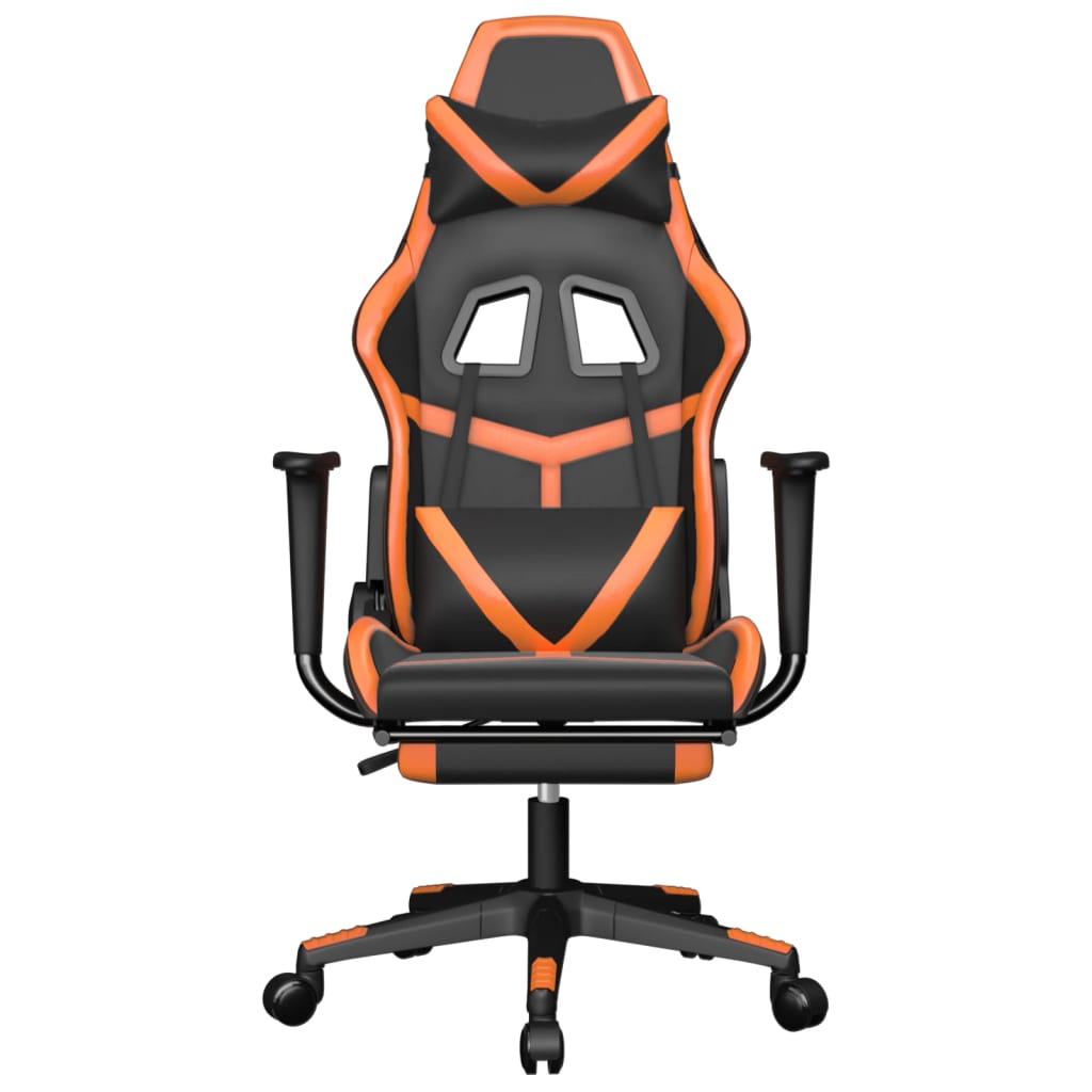 Gaming Chair Black and Orange Faux leather, metal, plywood