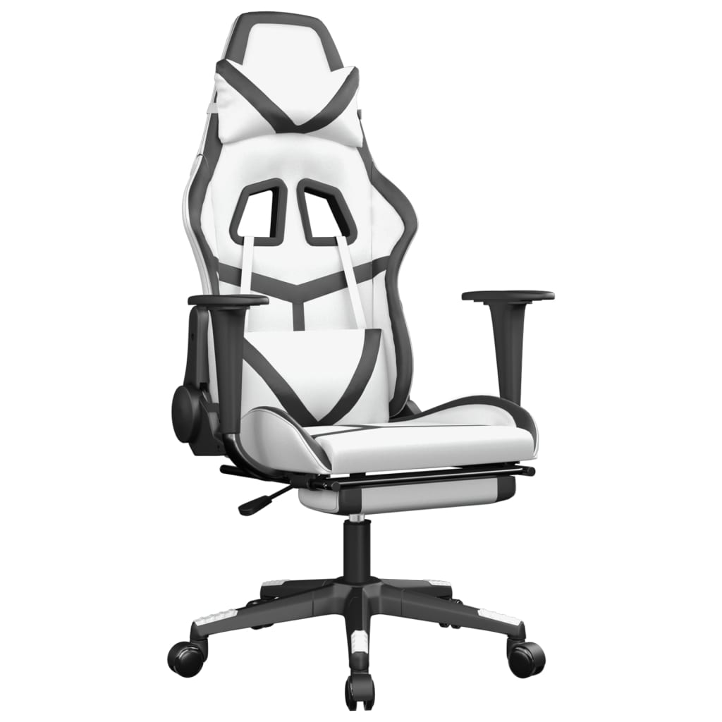 Gaming Chair White and Black Faux leather, metal, plywood