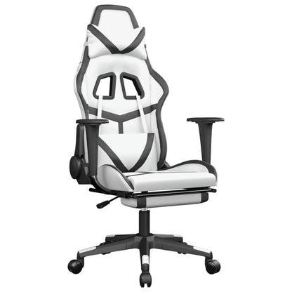 Gaming Chair White and Black Faux leather, metal, plywood