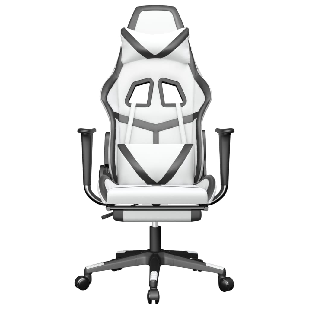 Gaming Chair White and Black Faux leather, metal, plywood