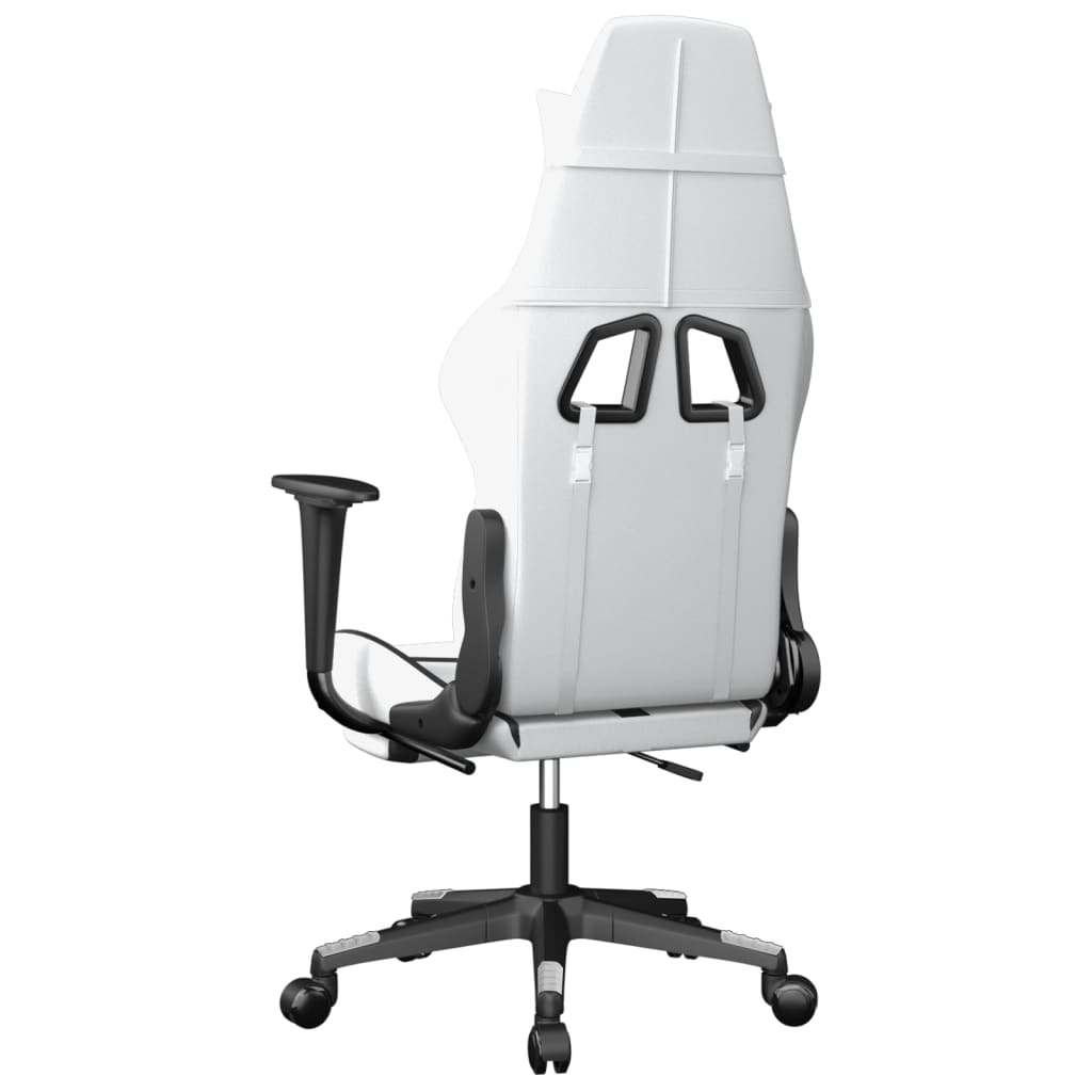 Gaming Chair White and Black Faux leather, metal, plywood