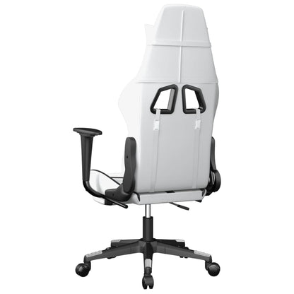 Gaming Chair White and Black Faux leather, metal, plywood