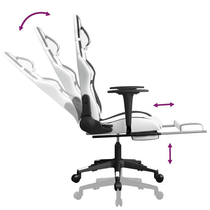 Gaming Chair White and Black Faux leather, metal, plywood