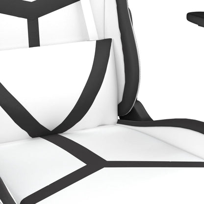 Gaming Chair White and Black Faux leather, metal, plywood