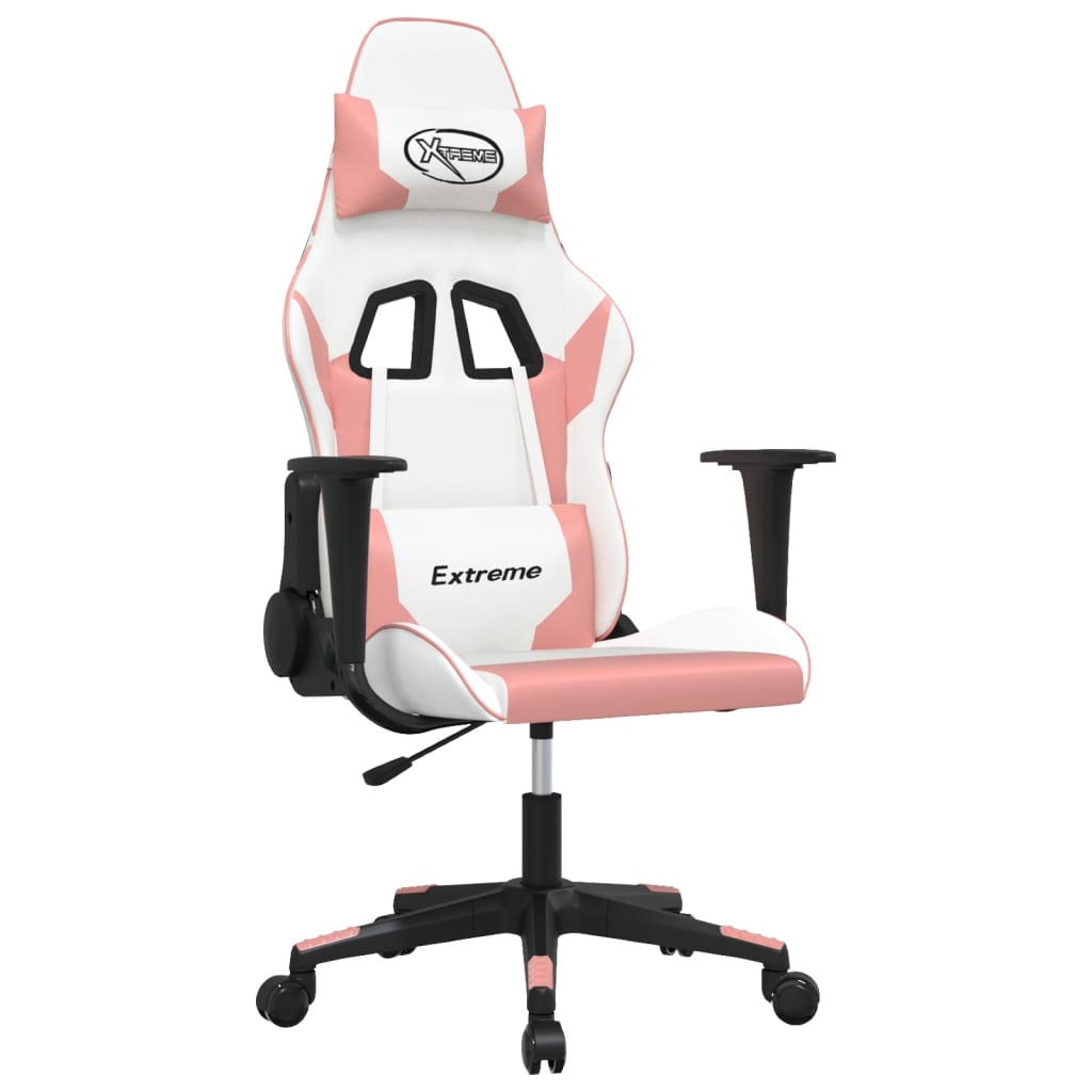 Gaming Chair White and Pink Faux leather, metal, plywood Large